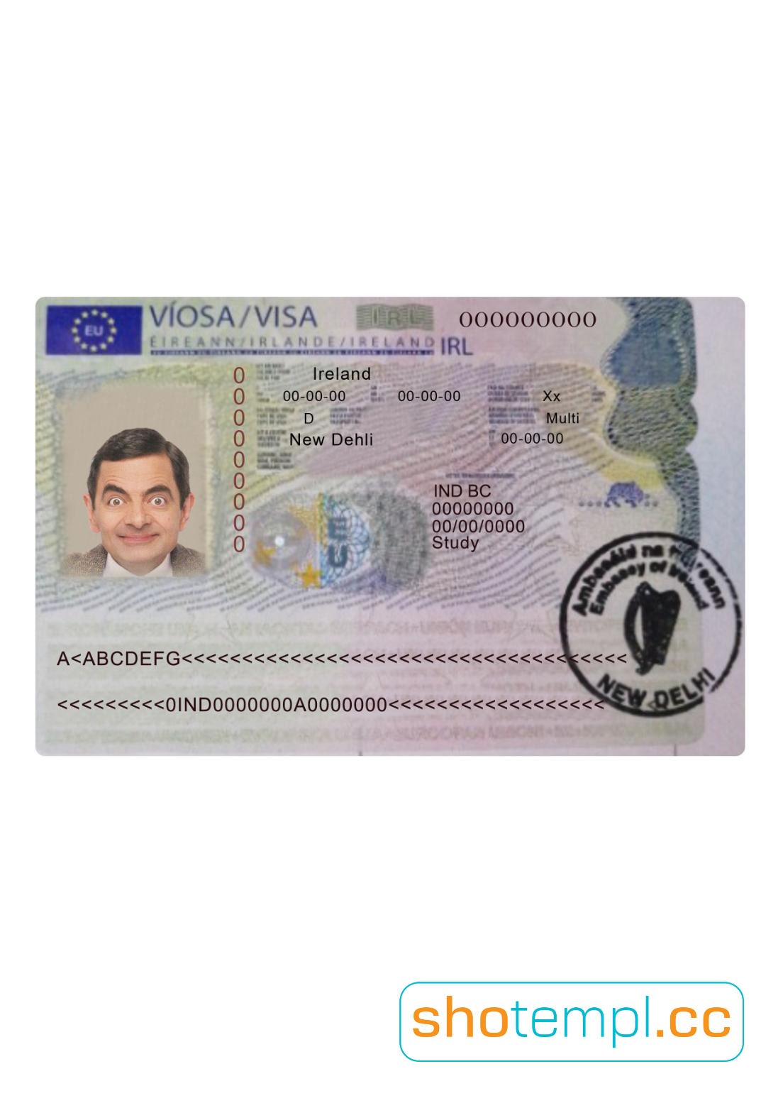 Ireland Visa Card PSD Template